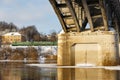 Bridge over the river in winter Royalty Free Stock Photo