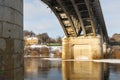 Bridge over the river in winter Royalty Free Stock Photo