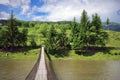 Summer landscape. Wooden Bridge over the river - Romania Royalty Free Stock Photo