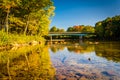 Bridge over the Saco River in Conway, New Hampshire. Royalty Free Stock Photo
