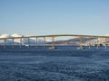 Bridge over the sea to Tromso island, Norway Royalty Free Stock Photo