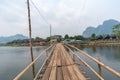 Bridge over song river Landmark in Vang Vieng,Laos. Royalty Free Stock Photo