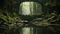 A bridge over a stream in a forest Royalty Free Stock Photo
