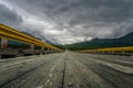 Bridge over Susitna river under the clouds Royalty Free Stock Photo