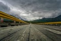 Bridge over Susitna river under the clouds