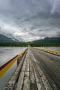 Bridge over Susitna river under the clouds Royalty Free Stock Photo