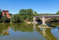 Bridge over Tanaro river in Italy. Royalty Free Stock Photo