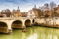 Bridge over the Tiber river in the center of Rome Royalty Free Stock Photo