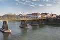 Bridge over Uzh river in Uzhhorod, Ukraine