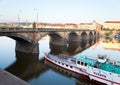 Bridge over the Vltava river in Prague. The Czeck republic. Royalty Free Stock Photo