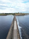 the bridge is going over the water towards the village of gozo Royalty Free Stock Photo