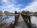 Bridge over water, Memorial Park, Hendersonville, Tenneessee Royalty Free Stock Photo