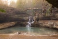 Bridge over Waterfall, Hocking Hills State Park, Old Man's Cave Royalty Free Stock Photo