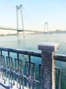 Bridge over the Yenisei river. Krasnoyarsk Siberia Royalty Free Stock Photo