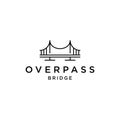 Bridge overpass flyover logo vector icon illustration line outline monoline, technology and construction business brand design