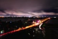 Bridge ower Agano River with moving Clouds