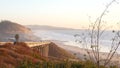 Bridge on pacific coast highway, Torrey Pines beach sunset, California road trip Royalty Free Stock Photo