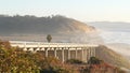 Bridge on pacific coast highway, Torrey Pines beach sunset, California road trip Royalty Free Stock Photo