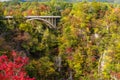 Bridge passing though Naruko Gorge in autumn Royalty Free Stock Photo