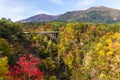 Bridge passing though Naruko Gorge Royalty Free Stock Photo