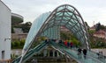 Bridge of Peace is a bow-shaped pedestrian bridge, a steel and glass Royalty Free Stock Photo