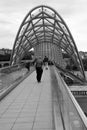 Bridge of Peace is a bow-shaped pedestrian bridge, a steel and glass Royalty Free Stock Photo