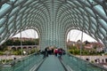 Bridge of Peace is a bow-shaped pedestrian bridge, a steel and glass Royalty Free Stock Photo