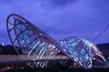 The Bridge of Peace Illuminated with Numerous LED over the Kura River at Night, Tbilisi, Georgia