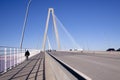 Bridge with pedestrians and traffic Royalty Free Stock Photo