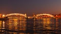 Bridge of Peter Great in Saint-Petersburg, Russia. Night view Royalty Free Stock Photo