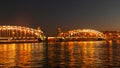 Bridge of Peter Great in Saint-Petersburg, Russia. Night view Royalty Free Stock Photo