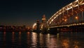 Bridge of Peter Great in Saint-Petersburg, Russia. Night view Royalty Free Stock Photo