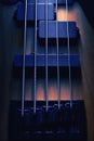 Bridge and Pickups of Five Strings Bass Guitar Royalty Free Stock Photo