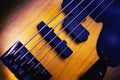 Bridge and Pickups of Five Strings Bass Guitar Royalty Free Stock Photo