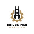 Bridge pier construction illustration logo Royalty Free Stock Photo