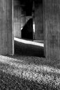 Bridge pillars in rough concrete in a row Royalty Free Stock Photo