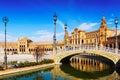 Bridge at Plaza de Espana in Seville, Spain Royalty Free Stock Photo