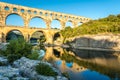 Bridge Pont du Gard over Gardon river Royalty Free Stock Photo