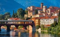 Bridge Ponte degli Alpini at river Brenta Royalty Free Stock Photo