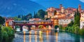 Bridge Ponte degli Alpini at river Brenta Royalty Free Stock Photo