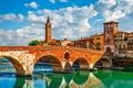 Bridge Ponte Pietra in Verona on Adige river