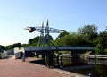 Bridge in the Port of the Town Aurich, Lower Saxony Royalty Free Stock Photo