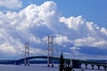 Bridge with puffy clouds in the back ground Royalty Free Stock Photo