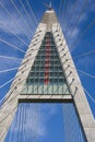 Bridge pylon and rope wires