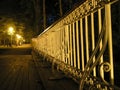 Bridge railing at night