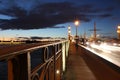 Bridge railing on the night. Royalty Free Stock Photo