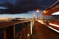 Bridge railing on the night. Royalty Free Stock Photo