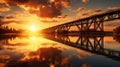 bridge railroad sun Royalty Free Stock Photo