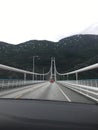 Bridge during rainy day in autumn