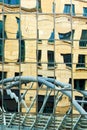 Bridge reflexion in a glass business building front